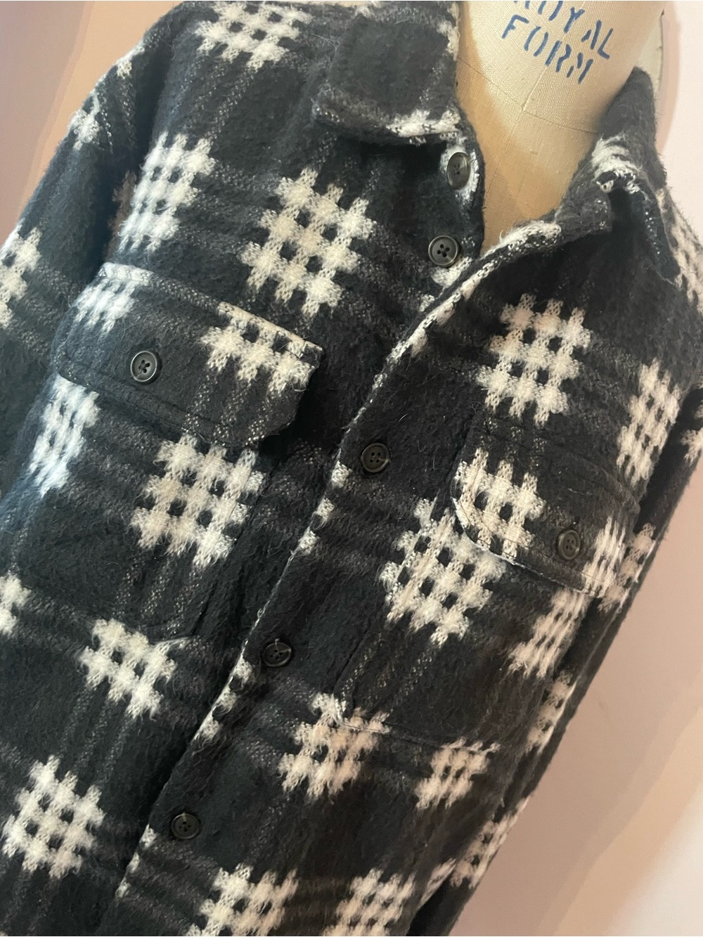 BDG Black and White Plaid Button-Front Shirt